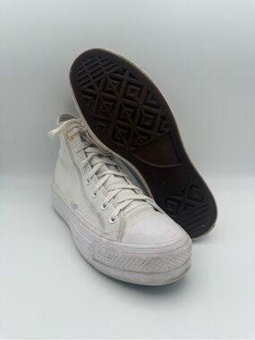 Womens Converse Chuck Taylor White All Star Autumn Embroidery Lift Sneakers Sz 9